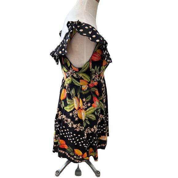 Farm Rio Cocoa Paradise Dark Botanical Print Mini Dress S - Picture 6 of 10